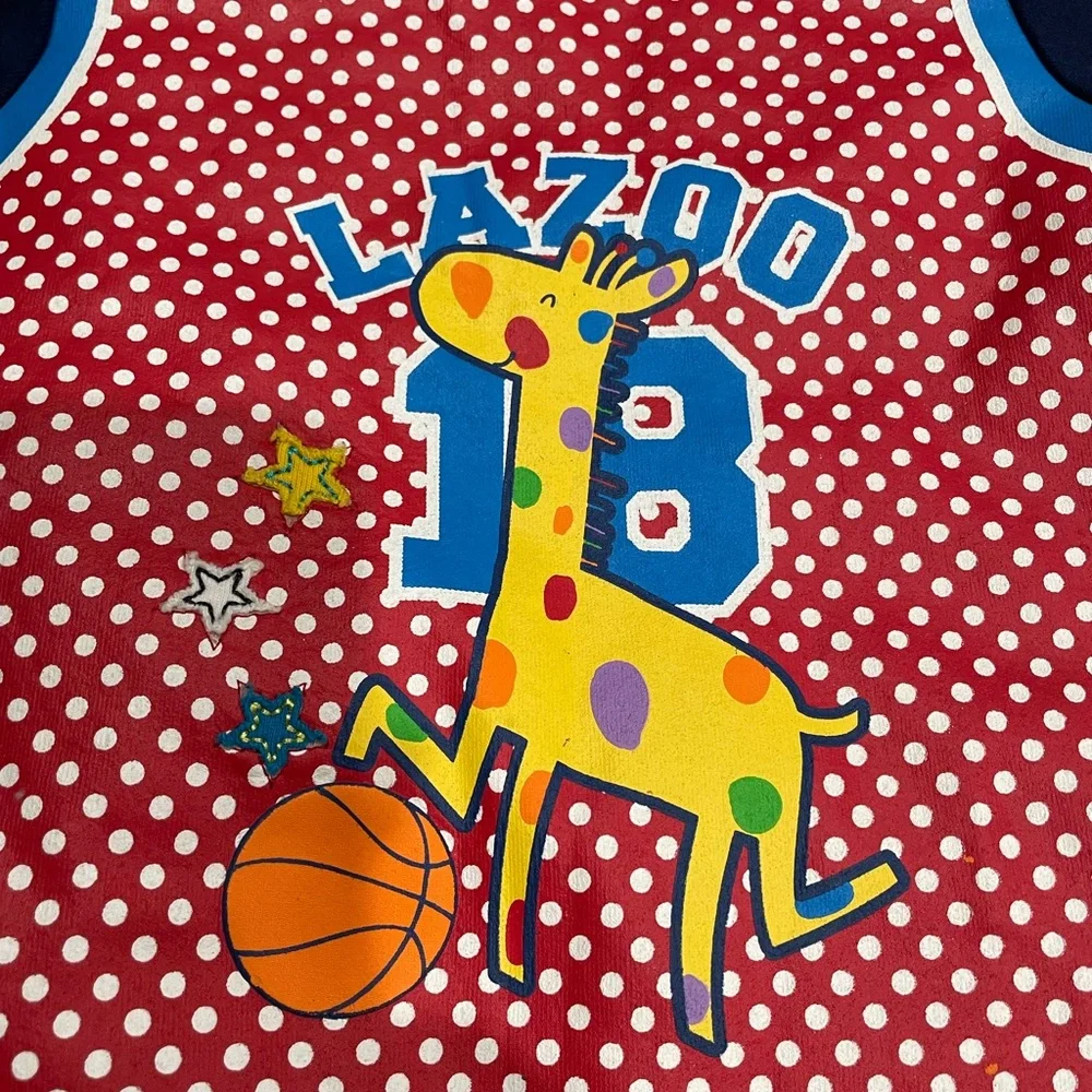 LAZOO Infant Boys Red and Blue Giraffe Bodysuit Romper Like New Size:18M